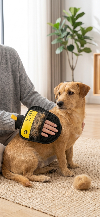 Pet Hair Remover Gloves Electrostatic for Cats Dogs, Reusable Washable Grooming Glove with 2-in-1 Lint Roller Brush - Safe Non-T