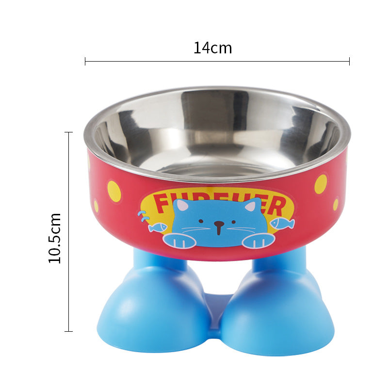 Pet stainless steel bowl non-slip large capacity dog bowl cat goblet bowl neck protection pet bowl anti-knock cat bowl new