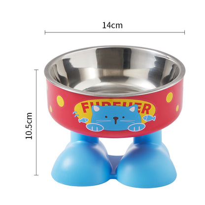 Pet stainless steel bowl non-slip large capacity dog bowl cat goblet bowl neck protection pet bowl anti-knock cat bowl new
