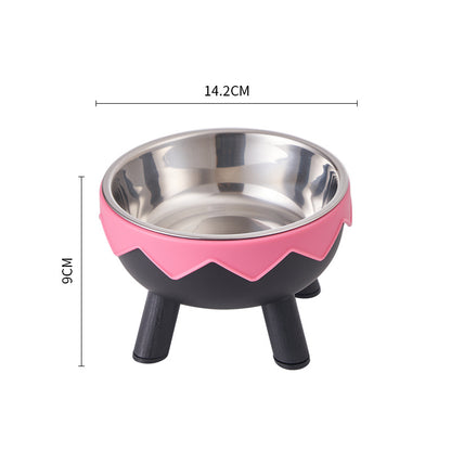 Pet stainless steel bowl non-slip large capacity dog bowl cat goblet bowl neck protection pet bowl anti-knock cat bowl new