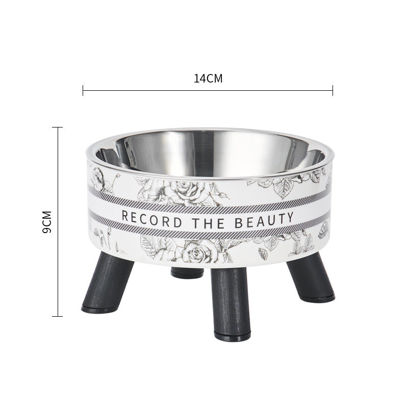 Pet stainless steel bowl non-slip large capacity dog bowl cat goblet bowl neck protection pet bowl anti-knock cat bowl new