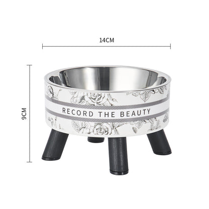 Pet stainless steel bowl non-slip large capacity dog bowl cat goblet bowl neck protection pet bowl anti-knock cat bowl new