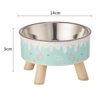 Pet stainless steel bowl non-slip large capacity dog bowl cat goblet bowl neck protection pet bowl anti-knock cat bowl new