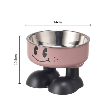 Pet stainless steel bowl non-slip large capacity dog bowl cat goblet bowl neck protection pet bowl anti-knock cat bowl new