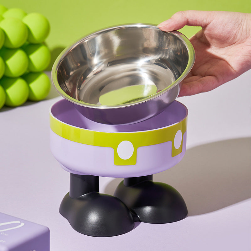 Pet stainless steel bowl non-slip large capacity dog bowl cat goblet bowl neck protection pet bowl anti-knock cat bowl new