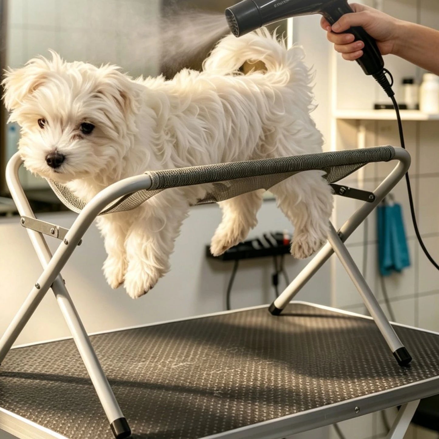 Foldable Bath Stand Quick-Dry Mesh Bath Sling Pet Grooming Stand Iron Tube Frame Wash Station Stable Structure